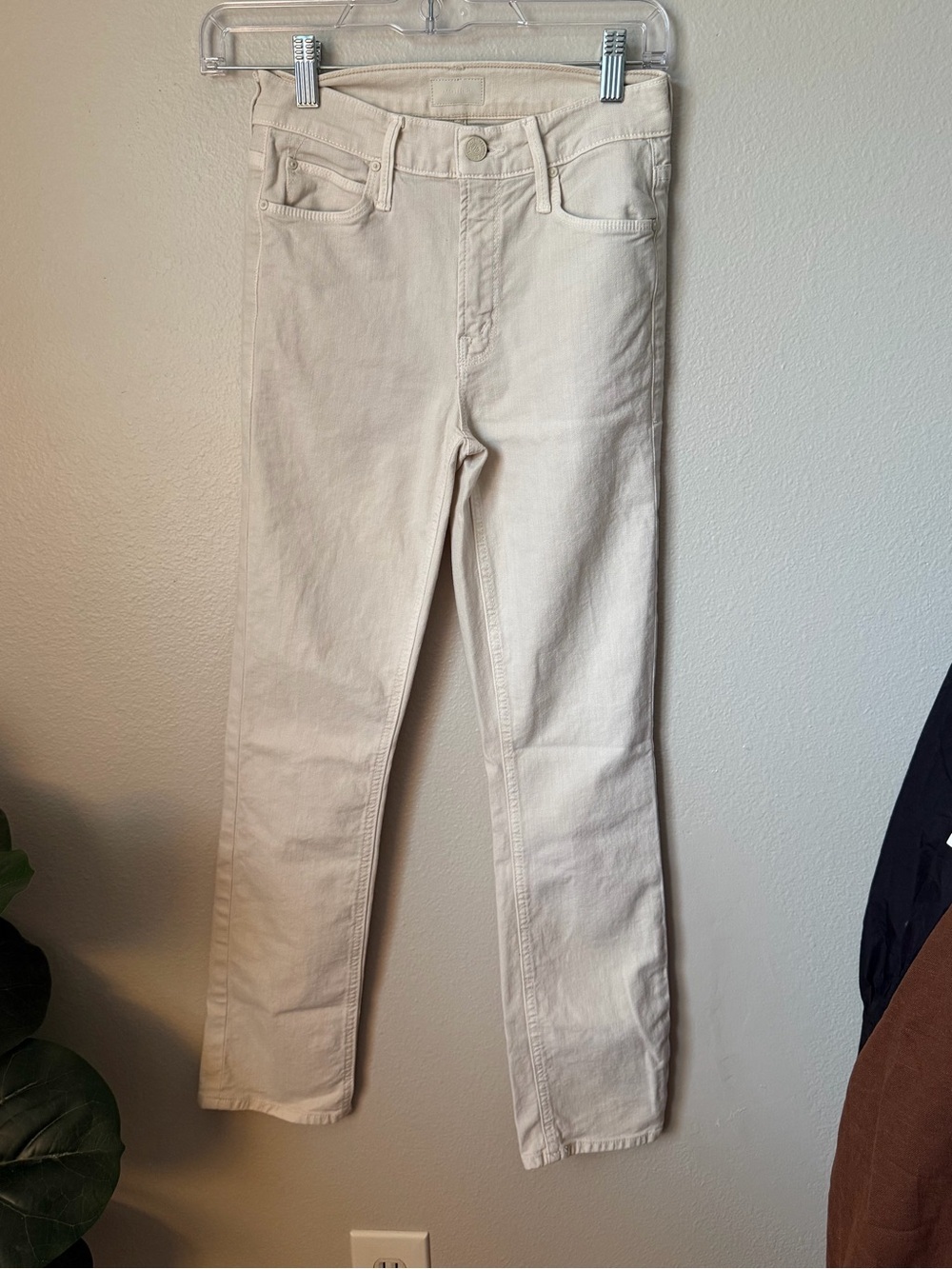 MOTHER Denim Mid Rise Dazzler Ankle Slim Straight Jeans Ivory Size 24 - Picture 3 of 7